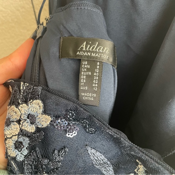 NWT Aidan Mattox Women's Embroidered Sequin High Low Gown - Picture 9 of 9